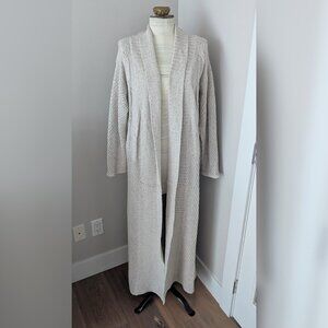 Full Length Oatmeal Knit Cardigan - Silk Blend